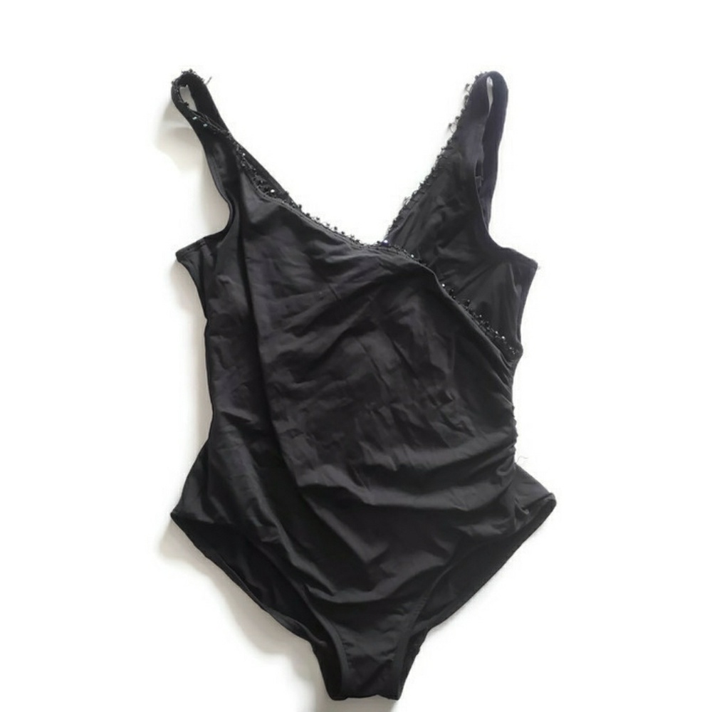 Roxanne Collection Black Beaded Bathing Suit 34C - Picture 1 of 8